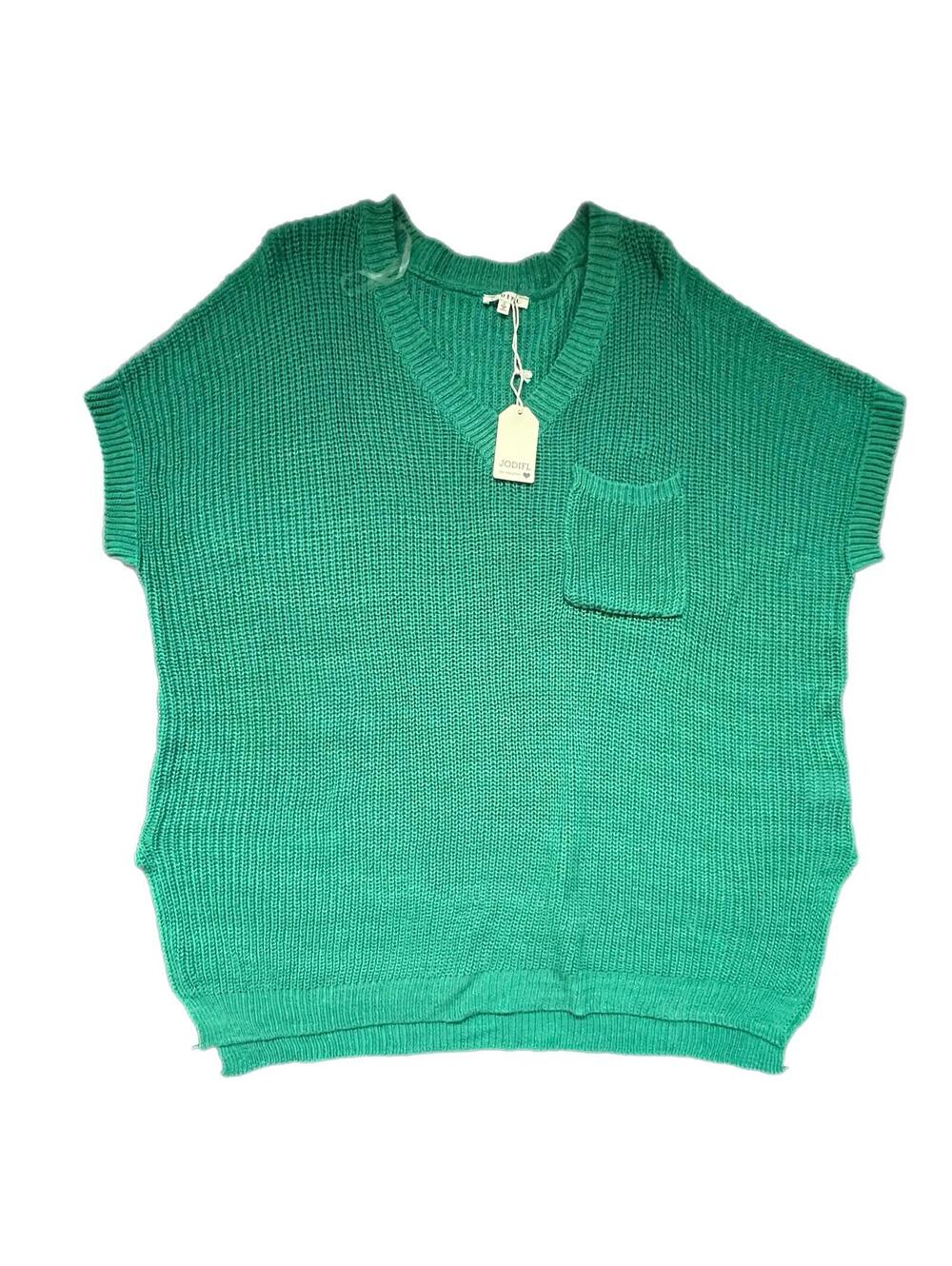Lightweight V-Neck Knit Sweater Vest in Teal